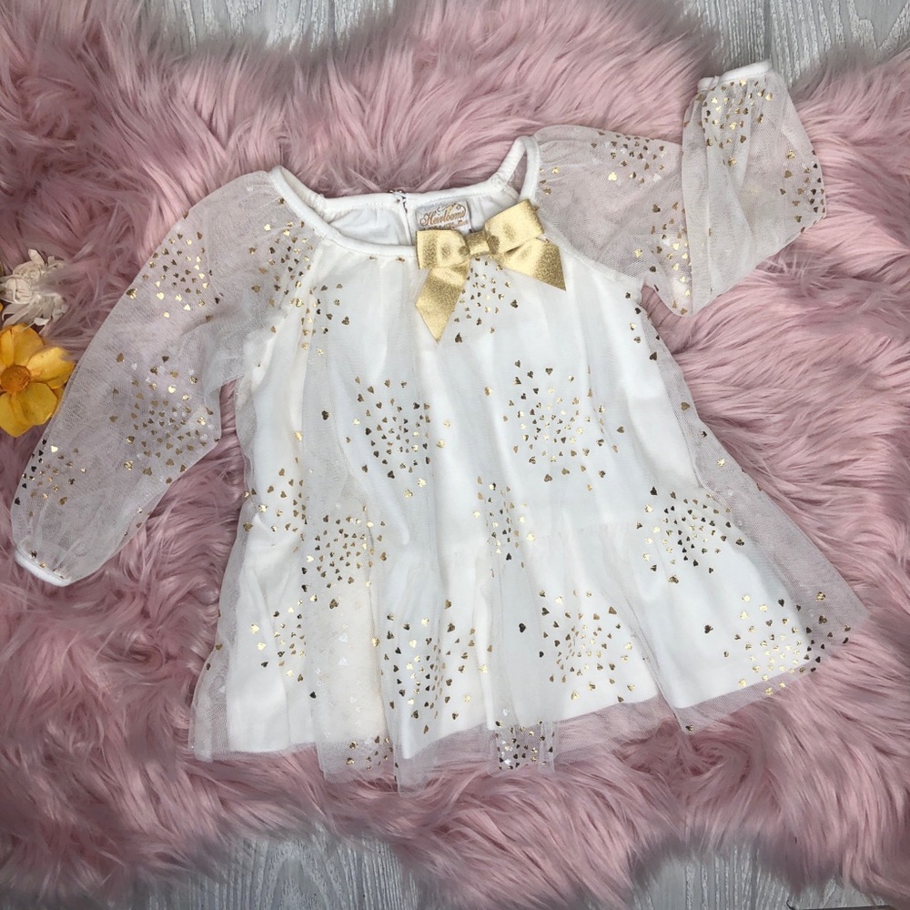 White Gold Baby Girl Dress 12m